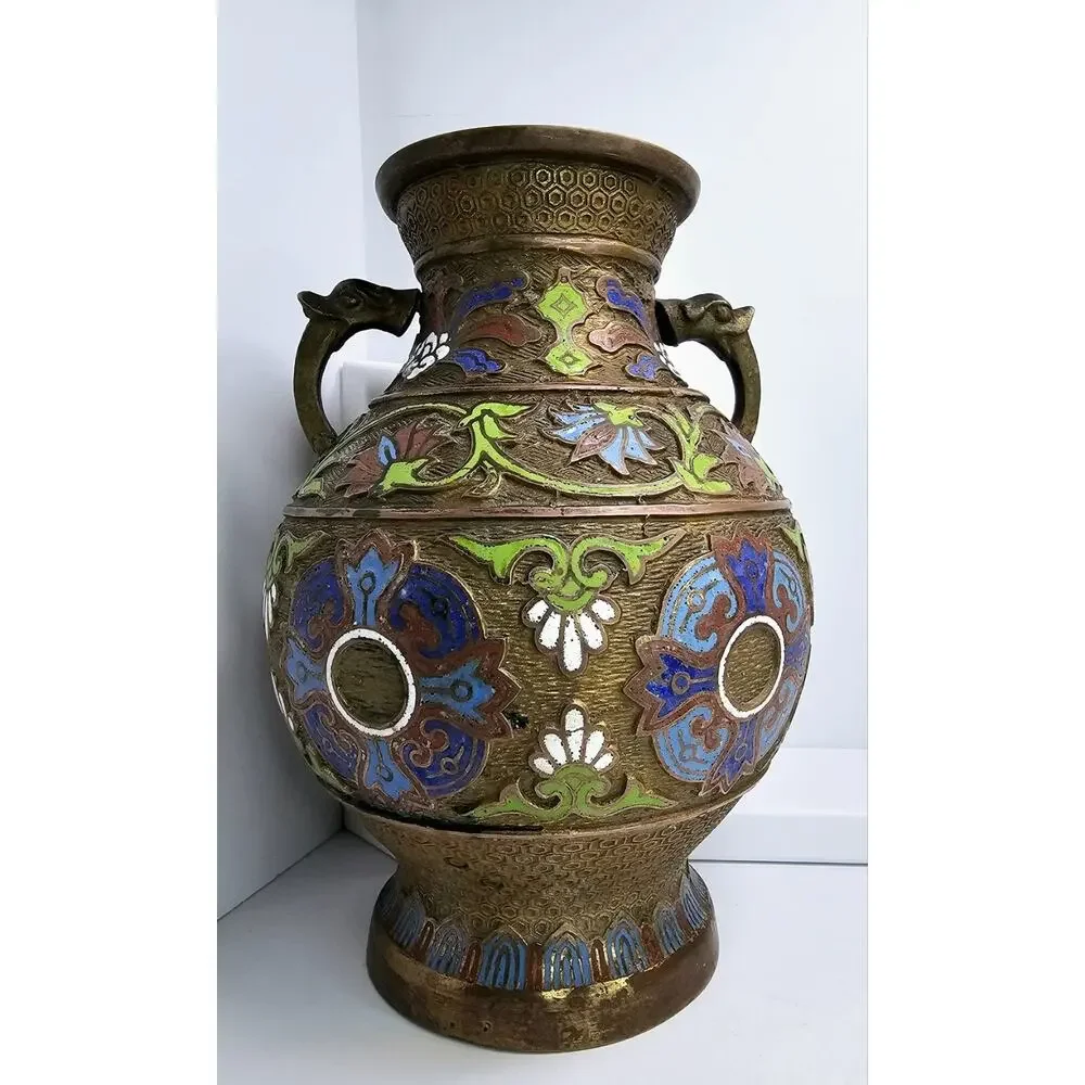 Old Japanese Bronze - Enameled Vase *Read Description*